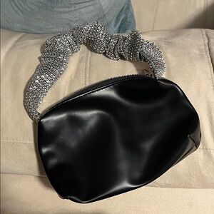 SHEIN Black Shoulder Bag with Silver Crystal Strap